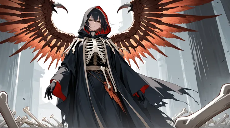 female, Bone Wing, Tattered Robe, lifeless eyes,