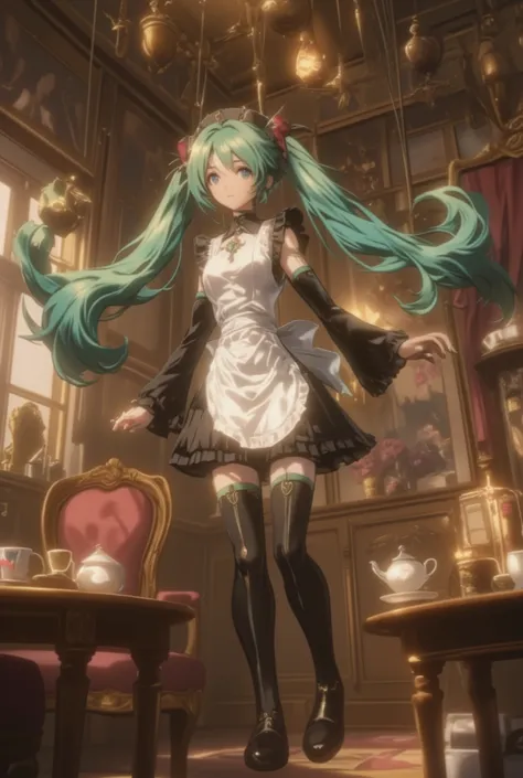 ( masterpiece、 best quality、 best quality、Official Art、 beautiful beautiful :1.2) Hatsune Miku、light green twin tails, beautiful breasts, masterpiece, best quality, high resolution, Skin Transparency, Skin Details, Eye details, facial features , 4K,...