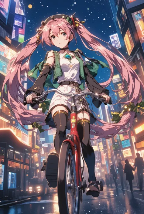 ( masterpiece、 best quality、 best quality、Official Art、 beautiful beautiful :1.2) Hatsune Miku、light green twin tails, beautiful breasts, ultra details, Midea, masterpiece, best qualityの, realistic, one woman, Christmas Costumes, mini dress, long hair, ...