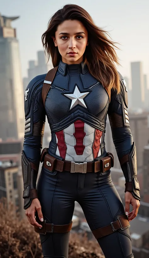 alia bhatt actress super hero captain America realistic . wide screen