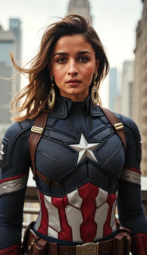 alia bhatt actress super hero captain America realistic . wide screen