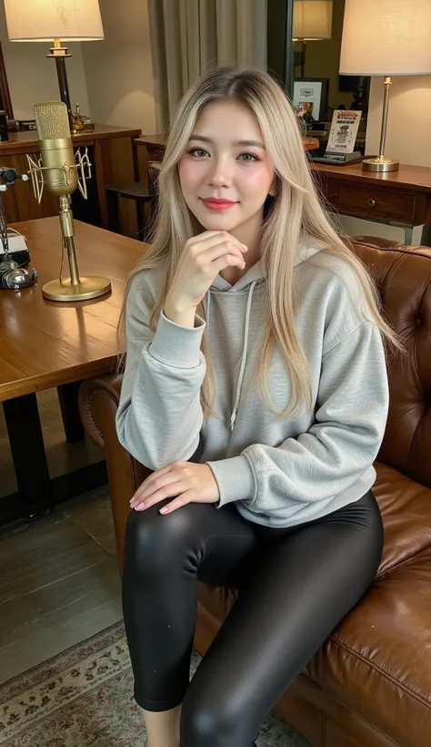 high saturated and colored photo, full body shot, realistic photography photo of sexy seductive woman with long, wavy blond hair, makeup, red shiny lipstick, (blond hair) , (sexy makeup , eyeliner , long eyelashes),
woman in her early 30s, wearing an overs...