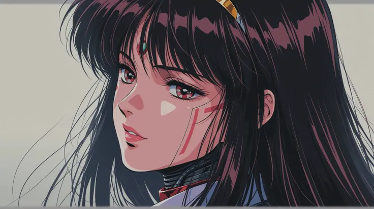 beautiful woman woman mechanical of future cybernetic horror retrowave 80s