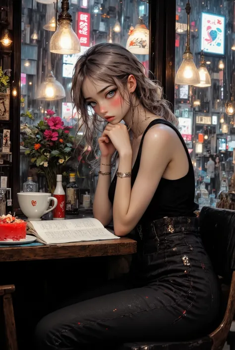 high quality, High Definition model, high detail, High contrast, (((The textures are soft))), ((matte and toy-like with a handmade premium look)), (((Tim Burton style))), beautiful woman, anime style, simple lines, (intricate details:1.1), (masterpiece:1.3...