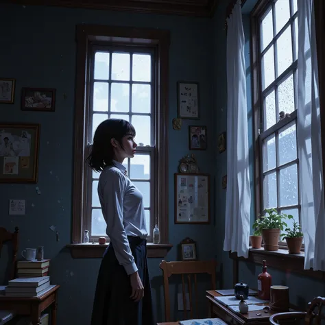 (Rainy Window:1.5), (Rain on glass),1girl,(inside the room,she look at outside from above)
I believe, believe, believe, every time you say it, I hear the sound of glass breaking deep in your body
Two years ago we didn't even know there were such lonely wor...