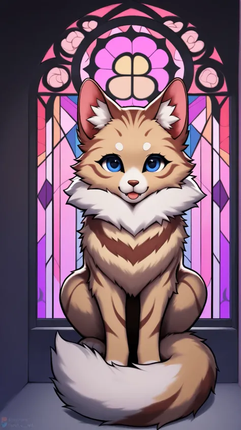 stained glass　animal　cute　cool　 unrealistic　Add a playful production
