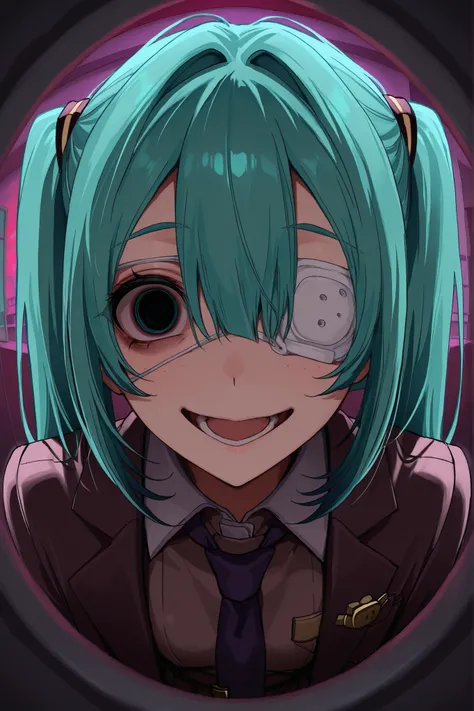 masterpiece, best quality, Hatsune Miku、 monitoring、menhera、Illness、Peephole、yandere、 horror