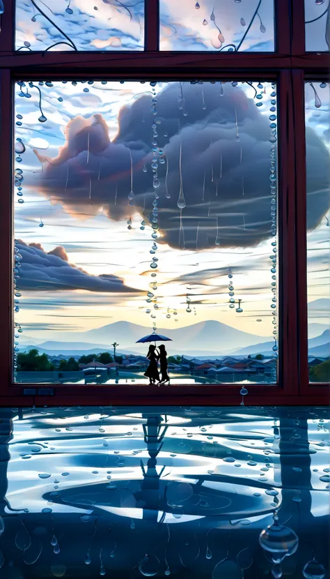 , score_9, score_8_up, score_7_up, 20 years old, 8k, high definiTion , beauTiful girl, (close up of Raindrops whisper through the window, Fantastic silhouette of the outside world seen through cloudy drops of water:2.0), best quality , HD Images, 16k, ,...