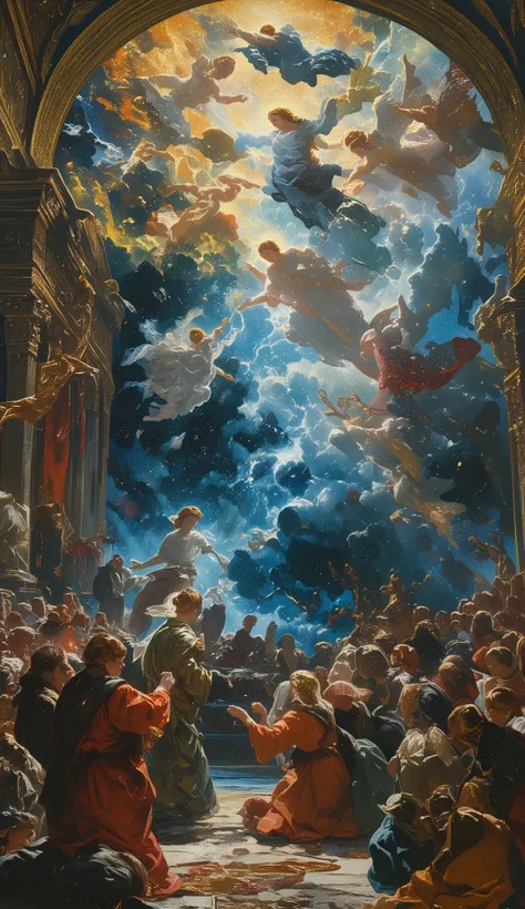 el greco, Angels and the Virgin Mary, people praying,