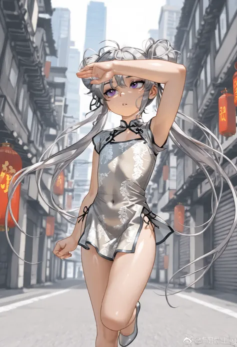 8k、 masterpiece、最High Quality、Highest Level、ultimate image quality、complicated details、high resolution、 depth field、natural light、Professional Lighting、(1 girl), (DYNAMIC POSE:1.3)、Animated works, fight scene, The blathead, (Xihua Street, Big city backgrou...