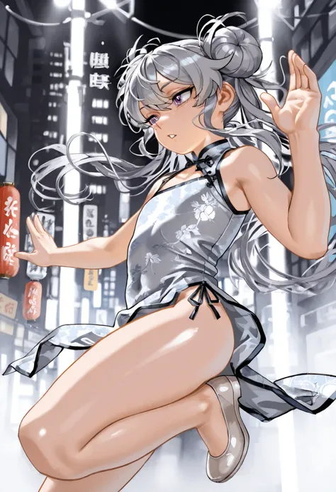 8k、 masterpiece、最High Quality、Highest Level、ultimate image quality、complicated details、high resolution、 depth field、natural light、Professional Lighting、(1 girl), (DYNAMIC POSE:1.3)、Animated works, fight scene, The blathead, (Xihua Street, Big city backgrou...