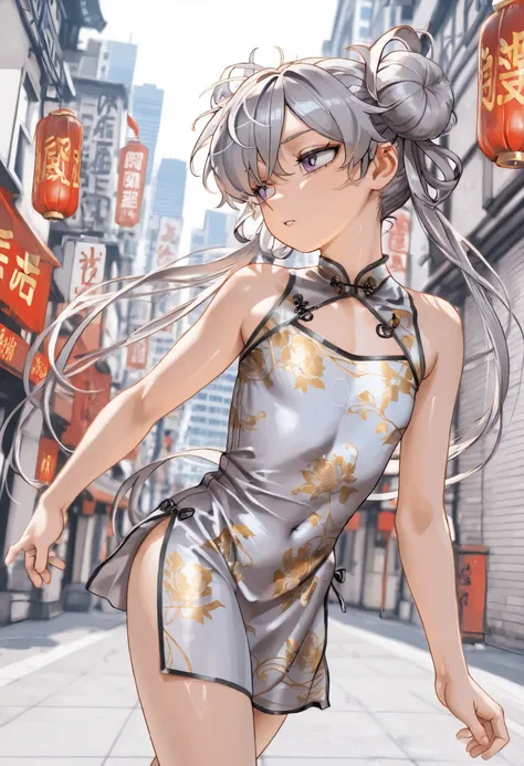 8k、 masterpiece、最High Quality、Highest Level、ultimate image quality、complicated details、high resolution、 depth field、natural light、Professional Lighting、(1 girl), (DYNAMIC POSE:1.3)、Animated works, fight scene, The blathead, (Xihua Street, Big city backgrou...