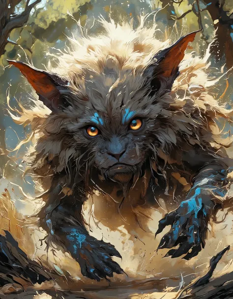 In the midst of movement, close-up, this creature is worth looking at, a fantastically mythical familiar, Its fur is soft, a cloud-like substance that seems to shimmer in the sun, each hair has its own shade of graphite brown, creating a mosaic of texture ...