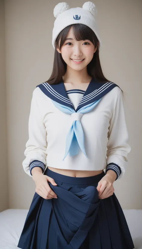 (8k, ultra-high resolution, best quality, masterpiece:1.2), masterpiece, best quality, illustrations, Super Detail, fine-grained, high resolution,  8k Wallpaper, perfect dynamic composition, 細部にまでこだわったbeautiful eyes on my stomach, (((she lifted her skirt w...