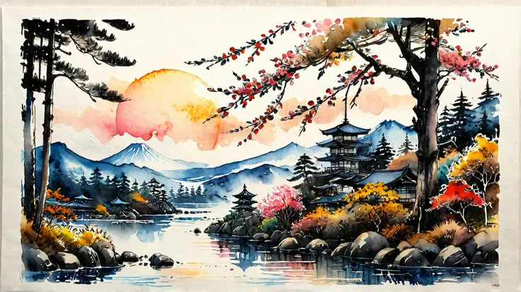 affectionate (ink, that tends to bleed easily)(contemporary art as a picture book.) (transparent watercolor) (light itself is actually expressed on Japanese paper) (Soft layer, rich color) (shades of smart dissolved thinly with water) (deep, Delicate Col...