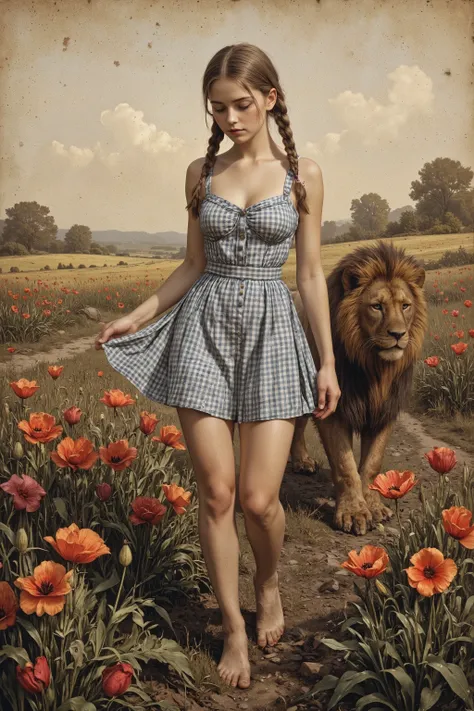 Dorothy is sex puppet, Dorothy and the Cowardly Lion walking through a field of poppies,
antqgldnCE style,
nsfw,
for Adult,
Photorealism,
((A scene from a live-action movie)),
Incredibly detailed,
19th century photo, antique photo, sepia toned photo,
Do...