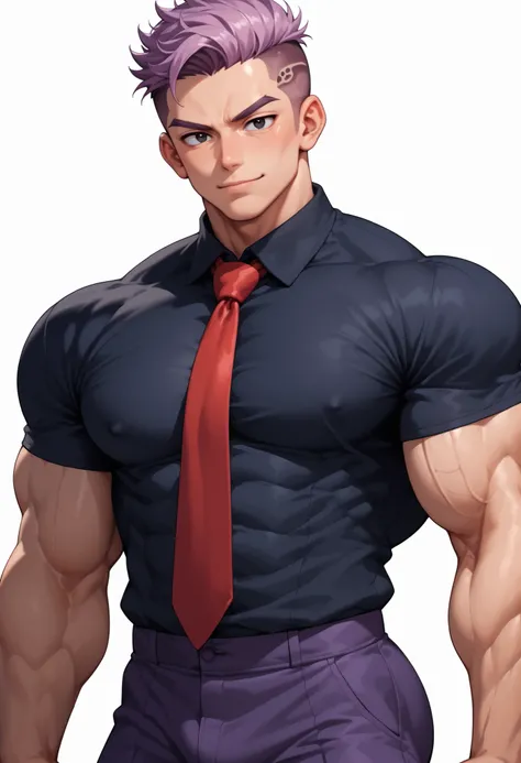 source_anime ,((White background)) White skin ((japan man)) ((1man)) , (solo man) , rathing_questionable , (dandy president) , black eyes ,(purple undercut hair) ((40 years old)), broad shoulder , square shaped face , handsome , ((Old ,aged)) (black shi...