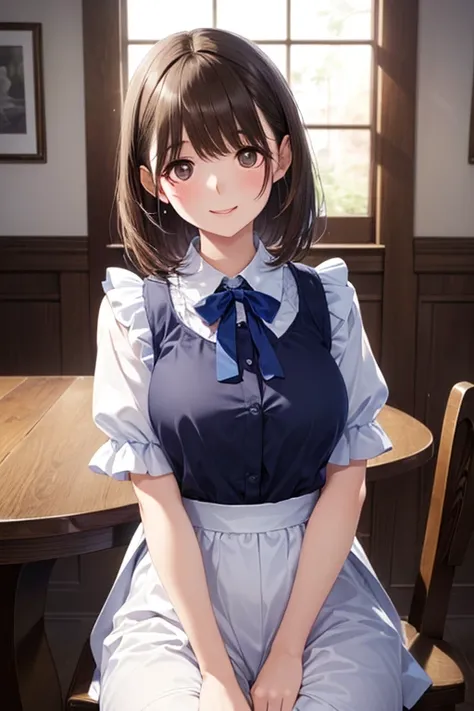  1 girl on break day、solo、 simple maid clothes、4 heads、I have an American shorthair cat、Expressed with vintage etching。beautiful colorful stained glass、, ,, ,,
、、 、 、
,((( masterpiece,  best quality,  high resolution, 超 high resolution,  pixel perfect ,  description boundary depth, 4K, RTTX10.0))),
、Anegasaki Nene, shiny brown hair, beautiful brown eyes, smiling face, sparkling pupils, (fine grain), , highly detailed face,, (masterpiece:1.2, best quality), ((only1 girl)), ((cowboyshot：1.5))