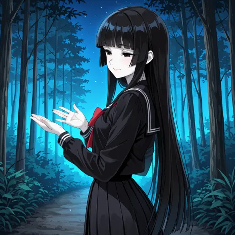 1 girl, beautiful girl,adult,18 years old,black eyes,narrow eyes,black hair, very long hair,blunt bangs,skinny,masterpiece,general,highres, ultra-detailed,very aesthetic,best quality ,best hands,5_fingers,best eyes,perfect anatomy,anime coloring,easynegati...