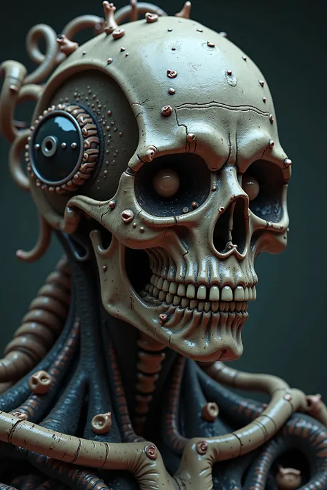 (best quality,4k,8k,highres,masterpiece:1.2),ultra-detailed,(realistic,photorealistic,photo-realistic:1.37),complicated surreal scene,organic growth,twisted dark fantasy,disturbing visuals,abstract biomechanical structures,intricate details,muted color pal...
