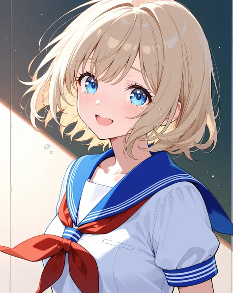 Beautiful Girl happy tears turn around sailor suit