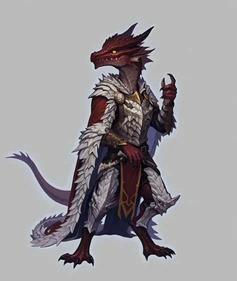kobold, noble, scaled, reptilian, yellow eyes, bone armor, fatalis, red scales