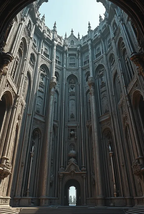 a portrait of a super cathedral sized coastal battery, gargantuan, imposing, daunting, best quality, very detailed, 