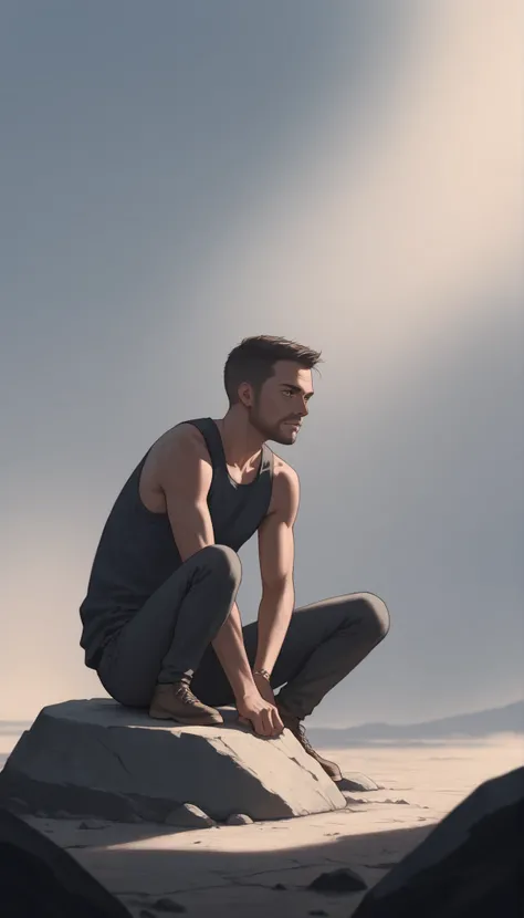 score_9, score_8_up, score_7_up, ((masterpiece)), (best quality), solo, simple background, The fallen god, Can't see the face, full body, Vicious, strength, Sitting on a rock pedestal, Dark Tones, Dark Style, style: midjourney, simple background, two-poin...