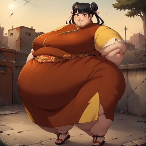 score_9, score_8_up, score_7_up, score_6_up, score_5_up, score_4_up, BREAK, source_anime,
1girl, black hair, blunt bangs, double bun, long hair, red eyes, twin tails, breasts
cheongsam, sandals, SSBBW, fat, 500 lbs.,
hands behind back, smile, full body, lo...