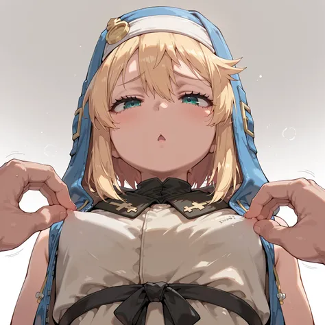 (realistic:0.5), perfect anatomy, master piece, top quality, super fine illustration, 



from below, upper body, breast focus, POV, 

(guilty gear strive:1.3, bridget:1.3), 
(femboy, fem boy, otokonoko, transgender), petit body, (flat chest:1.4), 
wearing clothes, 

sad eyebrow, chestnut mouth, half closed eyes, 

arms at side, 

BREAK

muscular male, (nipple tweak on clothes:1.2, nipple tweak over the clothes:1.4), (nipple silhouette:1.2), 
