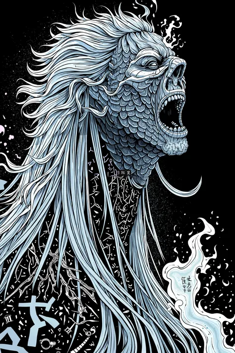 (Hyperreality:1.9), (refined highly details), ((high aesthetics)), (Score_9, score_8 _up, score_7_up), Dark fantasy style, geometric art with graphic linework, cyber aesthetic, rising force, Accretia, Illithid, Igris hybrid character, long flowing hair, wh...