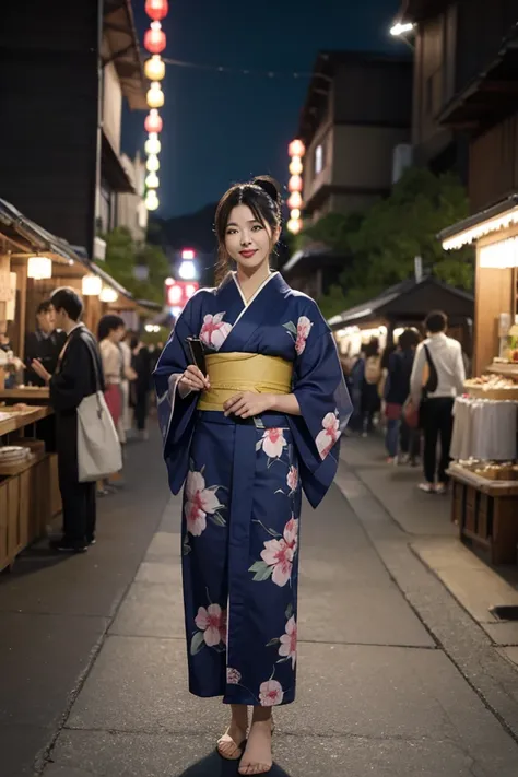 1 Japanese beauty、solo、best ratio 4 fingers to 1 thumb、masterpiece、best quality、Super Detail、（フォトrealistic：1.4）、（ハイパーrealistic：1.4）、（realistic：1.3）、（ smooth lighting：1.05）、（Improved cinematic lighting quality：0.9）、32K、（realistic：1.3）、4K、high resolution、masterpiece、best quality、head：1.3、（realistic：1.3）、festival with a saggy tail：1.5）、Japanese yukata in various colors、（Up Hair：1.3、Full Body Esthian、Random Poses、festival with a saggy tail、night、 Fireworks、lantern、
