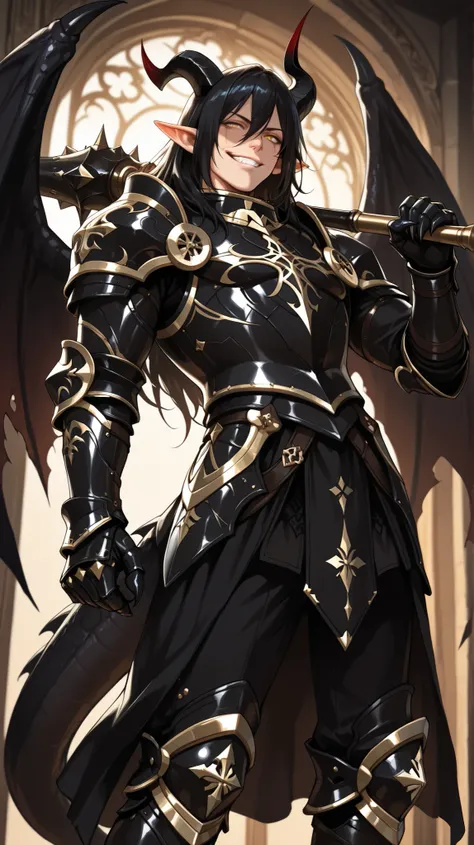 (masterpiece, best quality: 1. 5), highres, 8K, CG, (((Anime))), (1 male), lean body, ((masculine)), (floating in the air), weredragon, japanese anime style, glossy black, shiny black leather, ((beautiful golden eyes, finely detailed eyes, bright eyes, ver...