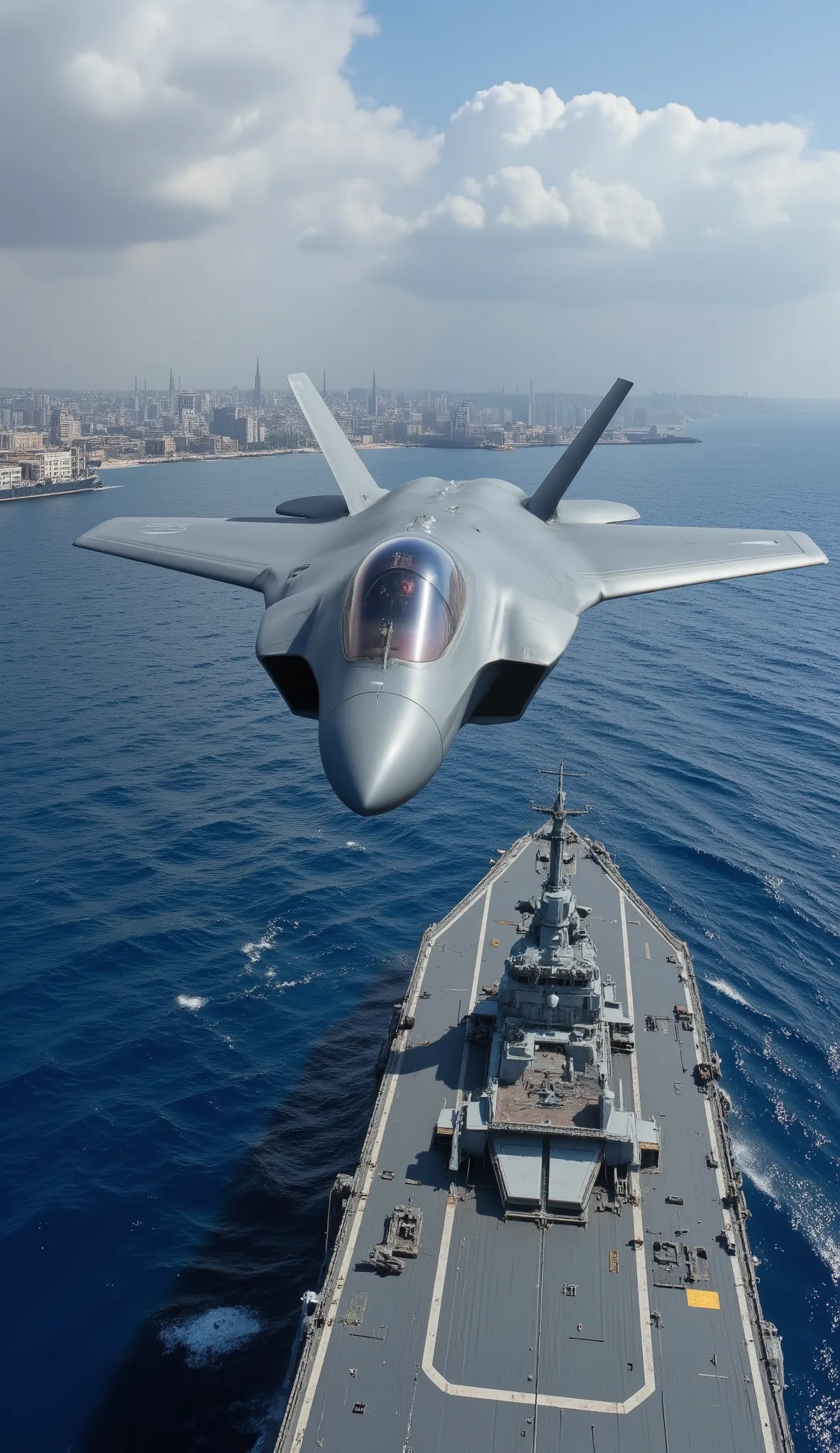 high resolution images、high-definition image of the F-35B during an escort mission for an American class amphibious assault ship、creative image、the Red Sea near Cairo in Egypt、an American class amphibious assault ship is advancing through the Red Sea passa...