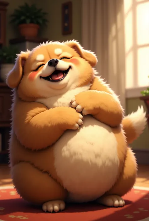 Fat dog loves hugs
