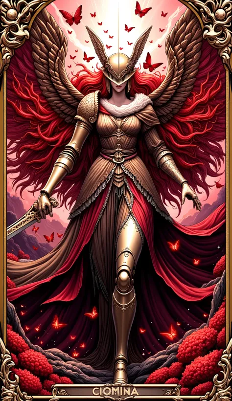Goddess of Rot – Holographic Ultimate Rare"**
*"Malenia in her full Valkyrie armor, wings unfurled mid-air with thousands of scarlet butterflies erupting from her back. The card shifts between three holographic phases:
1) **Blade Flourish**: Silver swo...
