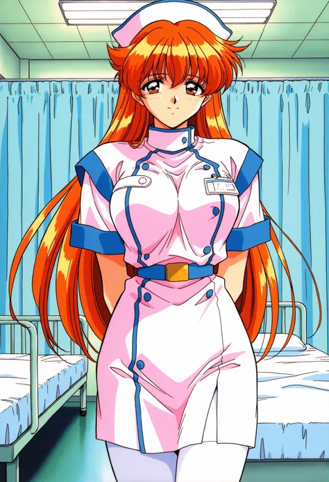 Score_9, score_8_up, score_7_up, source_anime, Nogiwa_Miho_OVA, solo, long hair, orange hair, bangs, brown eyes, large breasts, 1990s (style), (best quality), (high quality), {masterpiece}, extremely delicate and beautiful, ultra-detailed, beautiful detail...