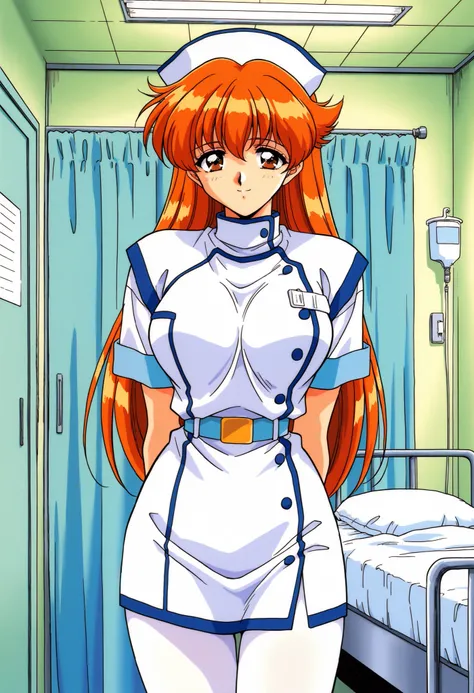 Score_9, score_8_up, score_7_up, source_anime, Nogiwa_Miho_OVA, solo, long hair, orange hair, bangs, brown eyes, large breasts, 1990s (style), (best quality), (high quality), {masterpiece}, extremely delicate and beautiful, ultra-detailed, beautiful detail...