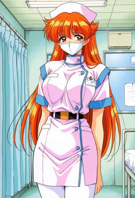 Score_9, score_8_up, score_7_up, source_anime, Nogiwa_Miho_OVA, solo, long hair, orange hair, bangs, brown eyes, large breasts, 1990s (style), (best quality), (high quality), {masterpiece}, extremely delicate and beautiful, ultra-detailed, beautiful detail...