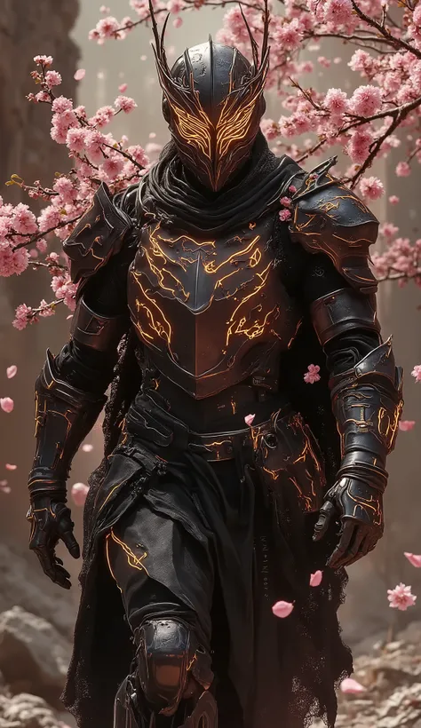 **Prompt:**
*"A breathtaking, hyper-realistic 8K ultra HD cinematic render of a **Flower-Wise Night Warrior** clad in **futuristic full-body armor**, seamlessly fused with **ethereal cherry blossoms**. The warrior strides forward under the golden light ...