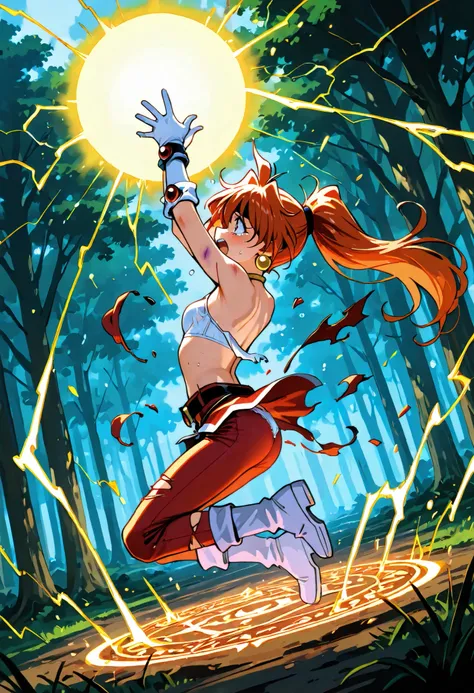 A very detailed and Hi-Res image of "Lina Inverse" [Looks like she's ready to receive ]; 「{{{, both hands raised in front of the chest are facing outward as a defensive gesture、It's a pose showing defense, rejection 、or decline、Or a pose showing a desire t...