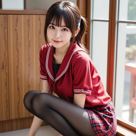 (  seamless real black pantyhose 1  .1)Extremely cute :1.21, almost from the front:1.21,  Ultra Clear Focus:1.21,  Miniskirt Uniform:1.21, ( Highest Quality:1.37), 32K resolution, high dynamic range:1.5,   very detailed :1.5,    hyperrealism:1.5, :1.5,  ma...