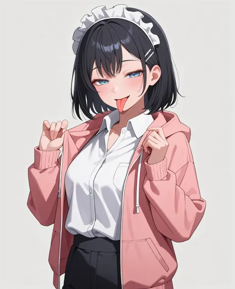(masterpiece, best image quality), ((perfect hand, perfect hand가락)), 1 man, alone

short hair, bangs,  brown fur , black hair,  straight hair,  blue eyes, 
headdress, Hairpin, 

school uniform, shirt, collared shirt, white shirt, 
hood, hooded jacket, jack...