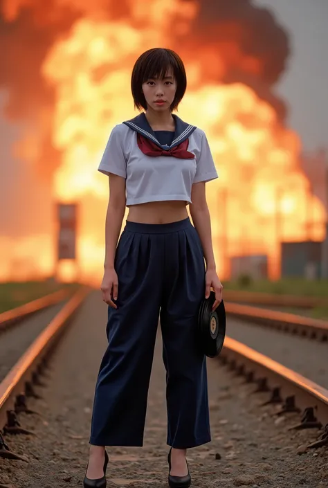 (Ultra short hair),８Head to Body,1 woman,front view,((full body shot)),standing,staring at camera,Dynamic Poses,(golden ratio),((best quality)),masterpiece,(high res),8k,RAW,(ultra realistic),(professional lighting1.2), pan focus,(deep depth of field),insa...