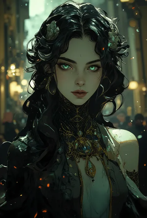 Fragile Elegance: Lilly’s ethereal beauty is mesmerizing, her slender frame, willowy build and graceful movements reminiscent of moonlight and mist. Her skin is ghostly pale, akin to fine porcelain, accentuated by raven-black hair that cascades down her ba...