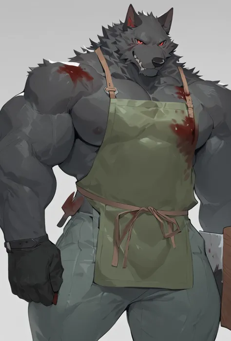 Best Quality,newest, masterpiece，high resolution,Male orcs ,'s only,strong,perfect anatomy,smooth,huge biceps, handsome,alone，
Wolf,High quality， red eyes,（ black fur :1.2），  strong的肌肉，  strong的体格  ,   perfect anatomy ,   masterpiece,Wolf尾,  red eyes，is mu...