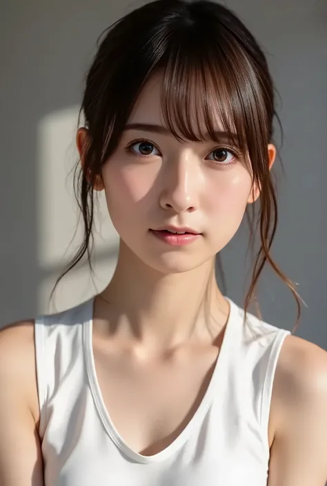 (( Highest Quality)), (( masterpiece)), 's whole body、 age 、Super slender beauty、delicate body、Shortcut、half Japanese and German beauty standing on a live stage、Smile、pose、Beautiful mature girl 、