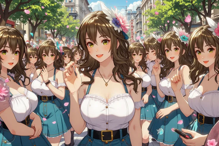 (((Myself=Japanese Beautiful Super Clones multiply girls))), (((((Depiction of Super Clones Multiply Girls by Myself Only in a huge crowd))))), (((high quality Animation Art))), (Super Best masterpiece, 16K, best quality, ultra high resolution, The highest...