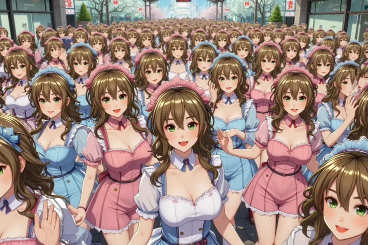 (((Myself=Japanese Beautiful Super Clones multiply girls))), (((((Depiction of Super Clones Multiply Girls by Myself Only in a huge crowd))))), (((high quality Animation Art))), (Super Best masterpiece, 16K, best quality, ultra high resolution, The highest...