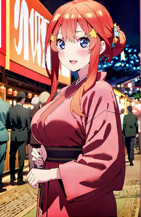 score_9, score_8_up, score_7_up, source_anime,Nakano Mizuki ,side lock, single bun hair,Nape,blue eyes, hair ornament, red hair, glass, star (symbol), semi-rimless eyewear, underrim eyewear, star hair ornament, Big Breasts,flower hair ornament with ears,Fl...